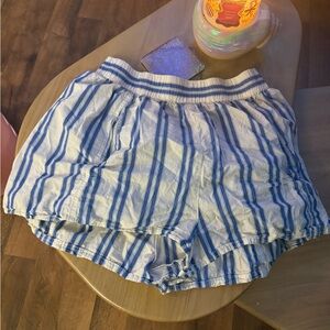 Free People Blue Striped Women's Shorts with pockets